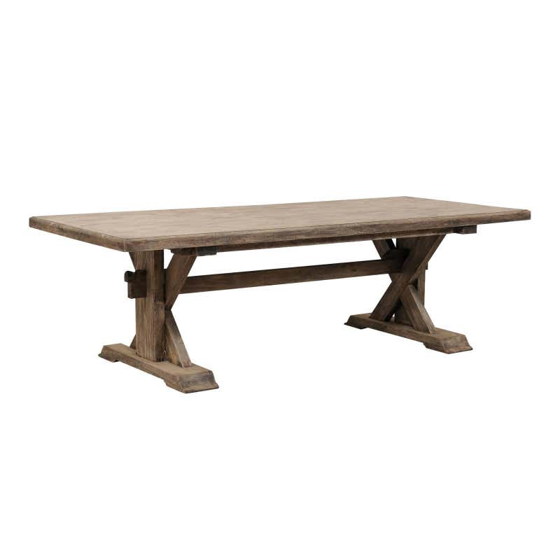 Unique Long X-Frame Dining Table of Bleached Teak Wood with Rich ...