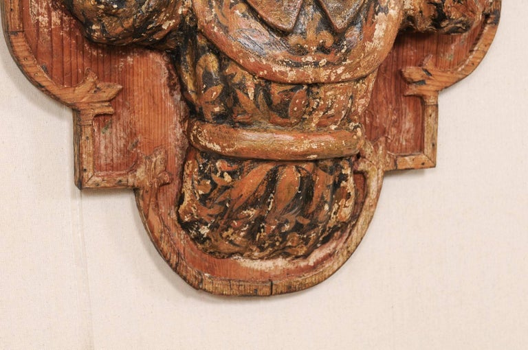 18th Century Spanish St. Ignatius Carved Wood Wall Shelf from Azpeitia