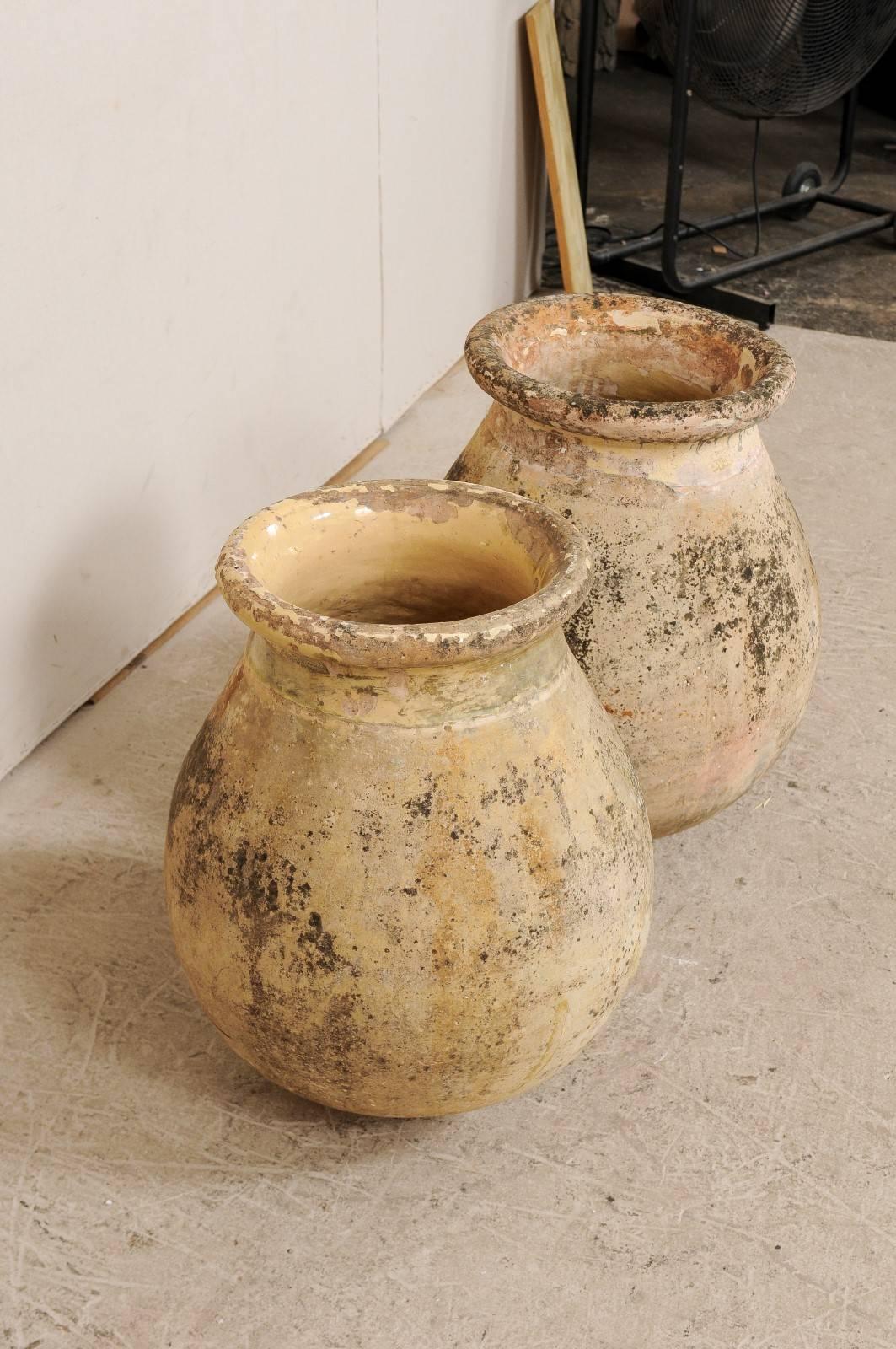 Pair of 19th Century Jars from the Village of Biot, France with Glaze Remains In Good Condition In Atlanta, GA