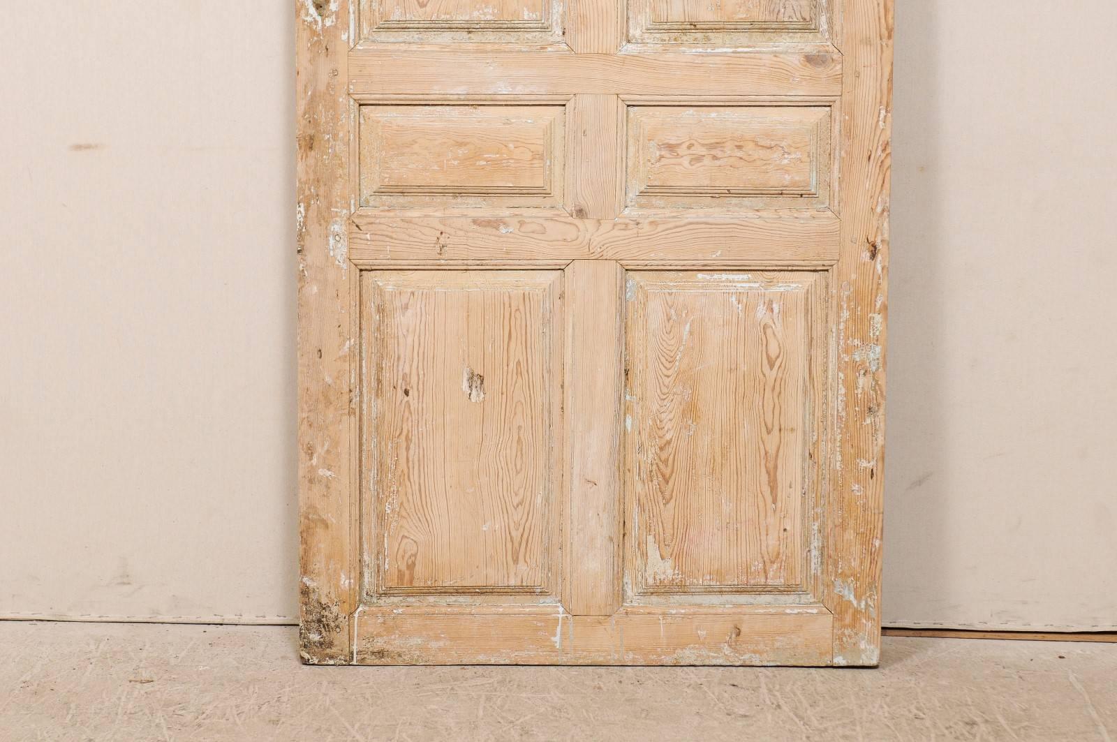 Rustic Single French 19th Century, Eight-Panel Door with Natural Pale Wood Finish