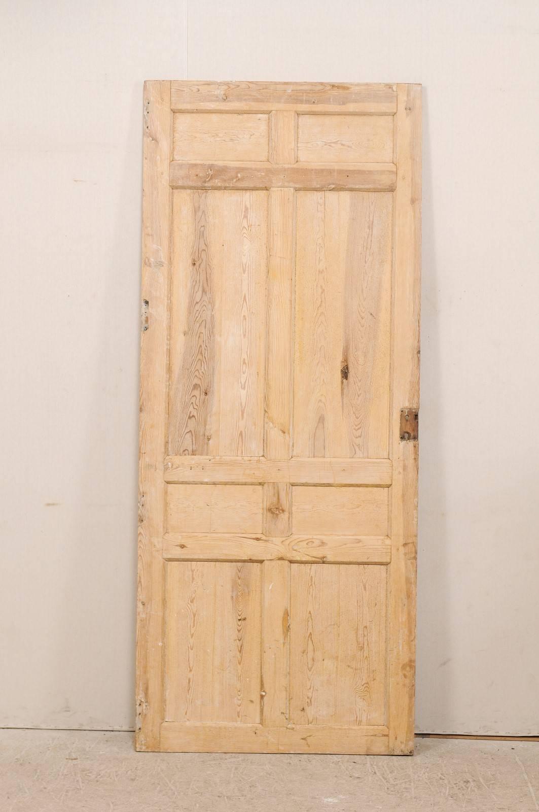 Single French 19th Century, Eight-Panel Door with Natural Pale Wood Finish In Good Condition In Atlanta, GA