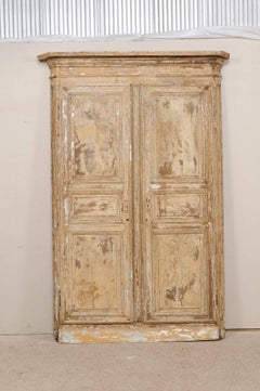 An Italian Pair of Early 19th C. Wood Doors Within Original Casing & Molding