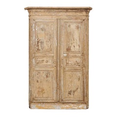 Used An Italian Pair of Early 19th C. Wood Doors Within Original Casing & Molding