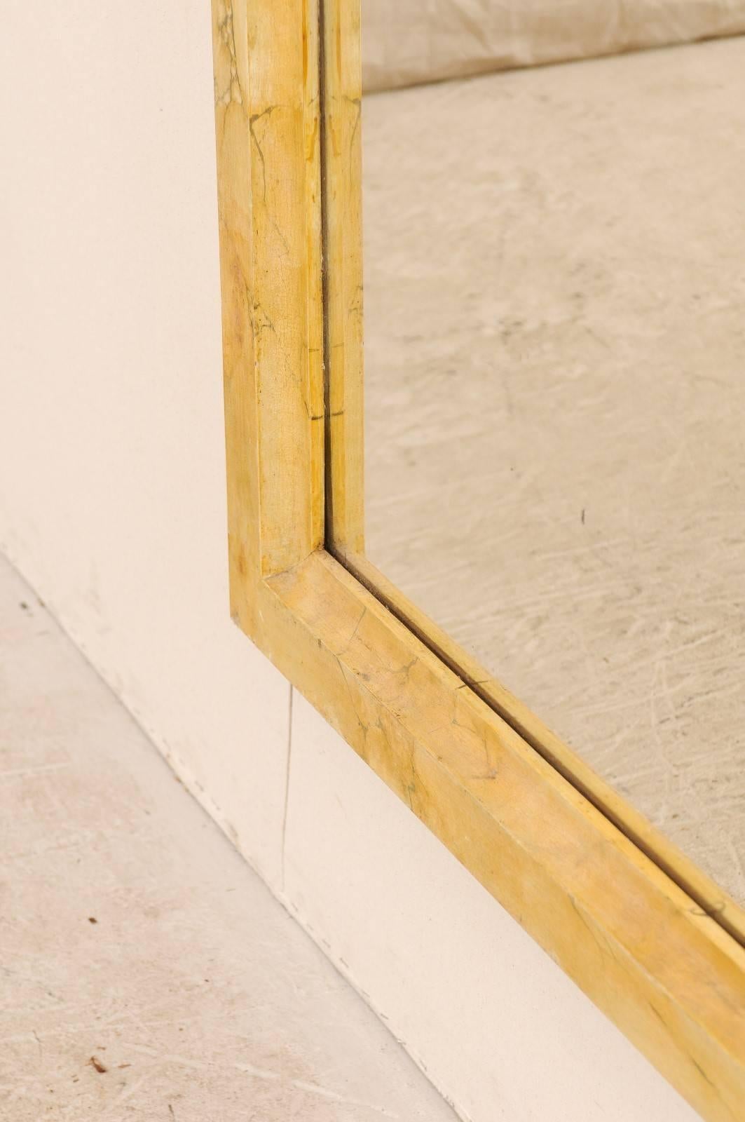 Italian Light Gold Mirror with Faux Marble Surround from the Early 20th Century 3