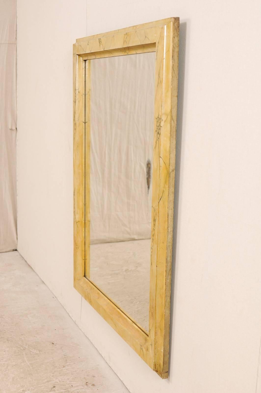 Italian Light Gold Mirror with Faux Marble Surround from the Early 20th Century 2
