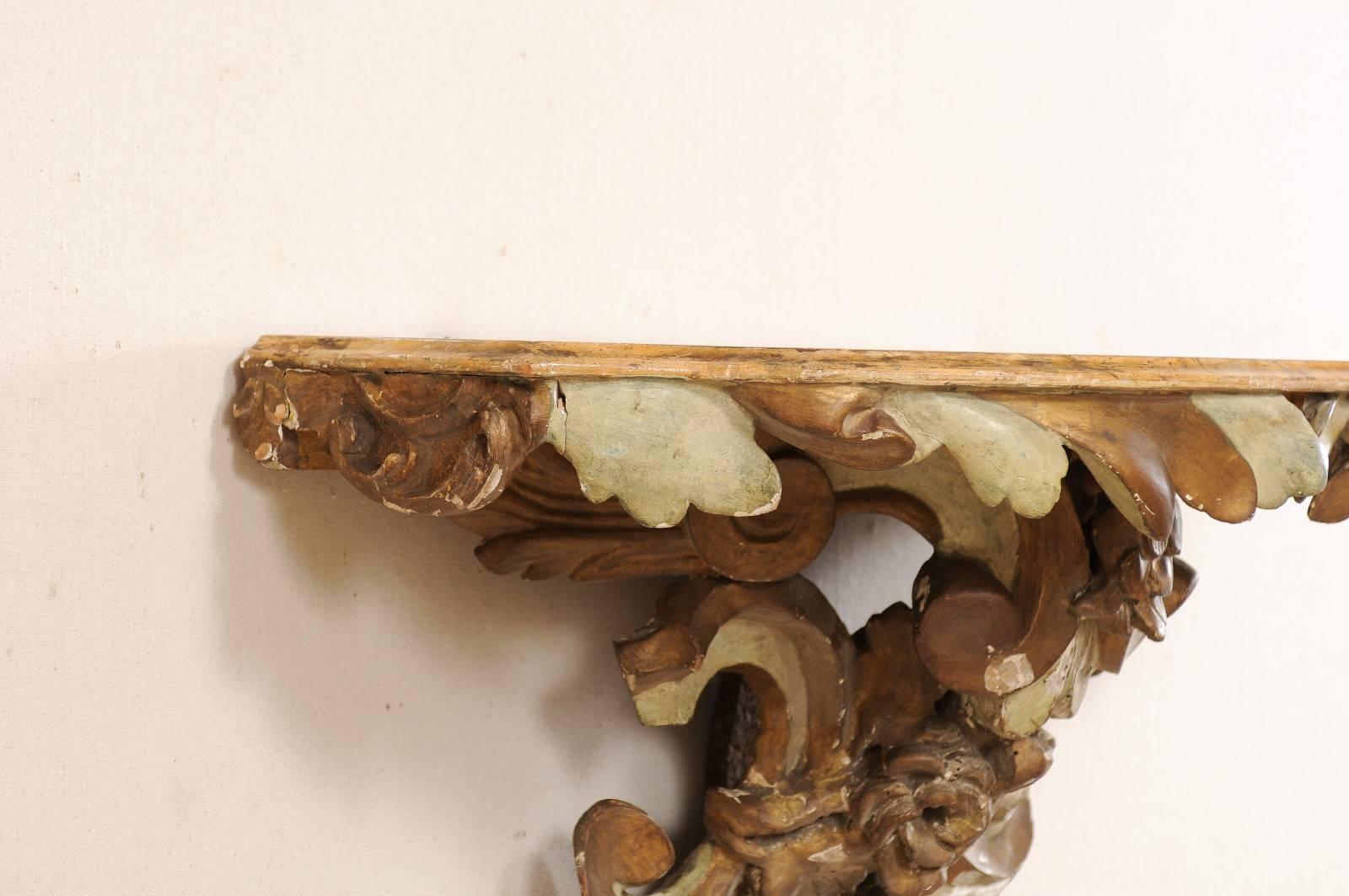 Italian Early 19th Century Painted Wood Architectural Wall Shelf For Sale 2