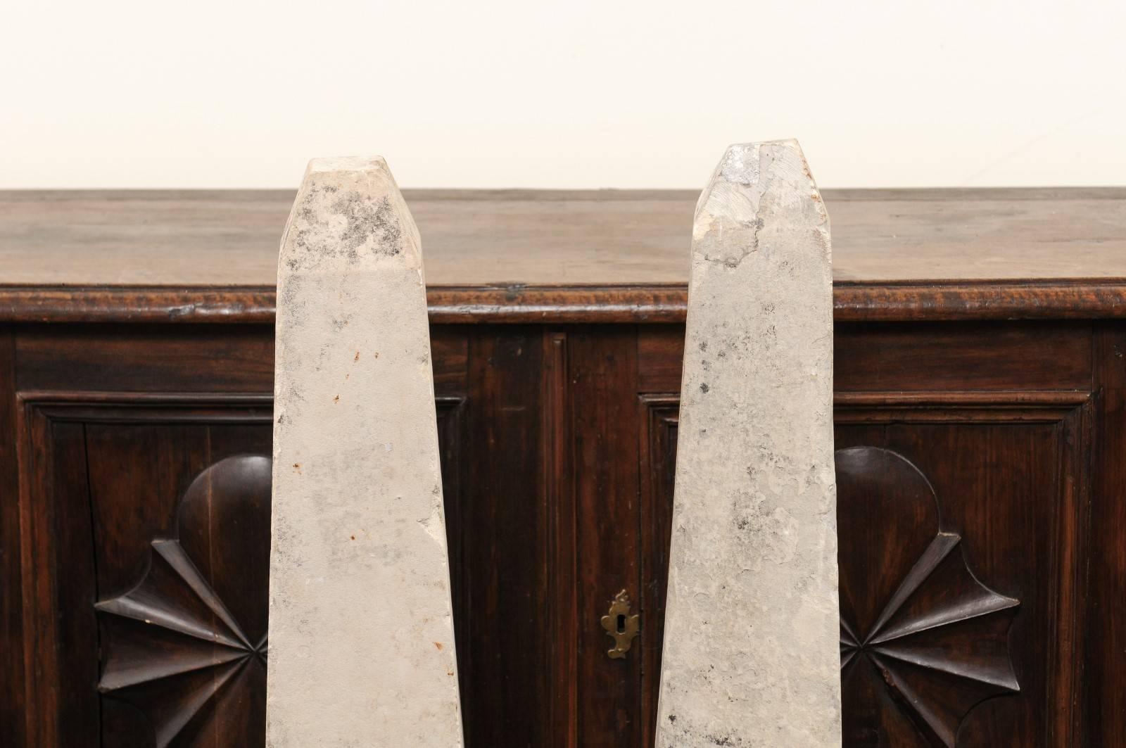Pair of 19th Century French Stone Obelisk Property Markers, Perhaps for Garden In Good Condition For Sale In Atlanta, GA