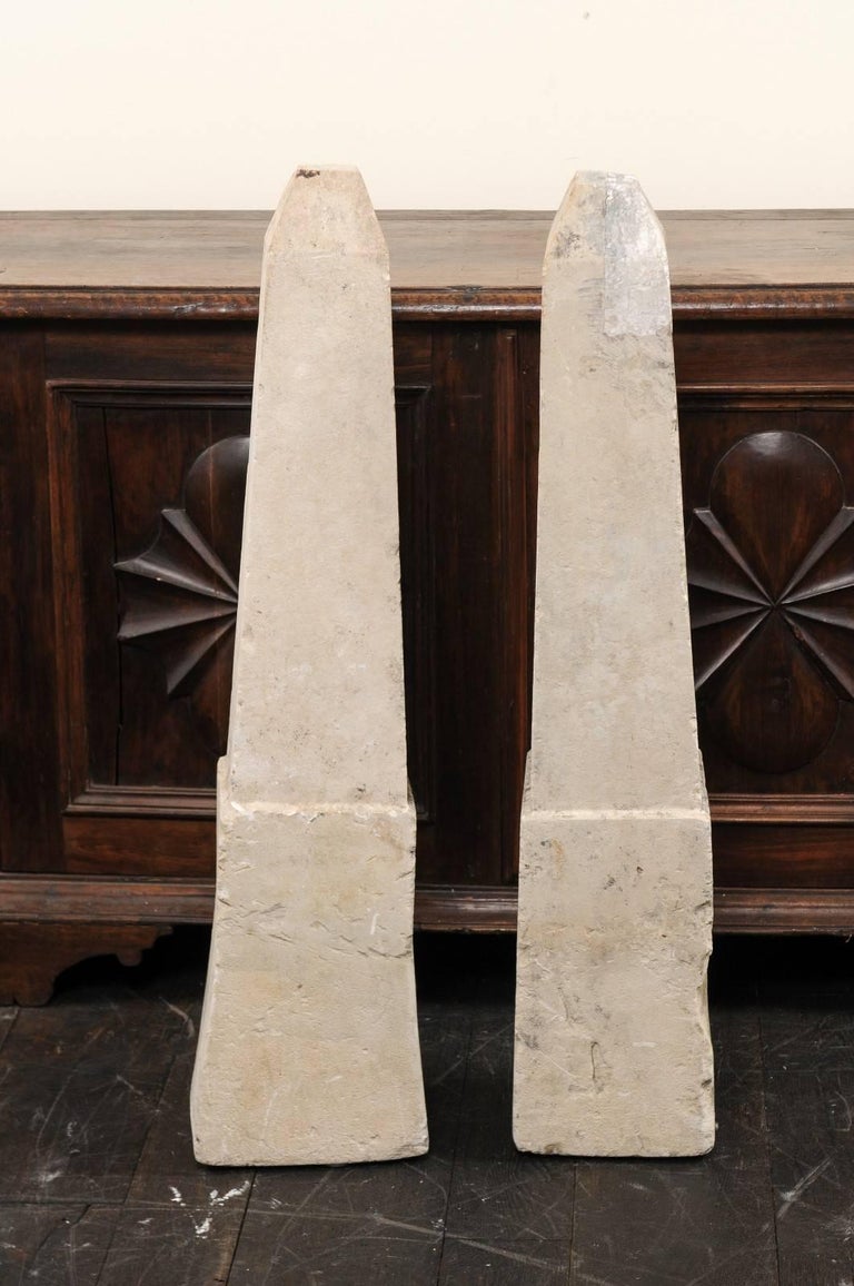 Pair of 19th Century French Stone Obelisk Property Markers, Perhaps for Garden For Sale at 1stDibs