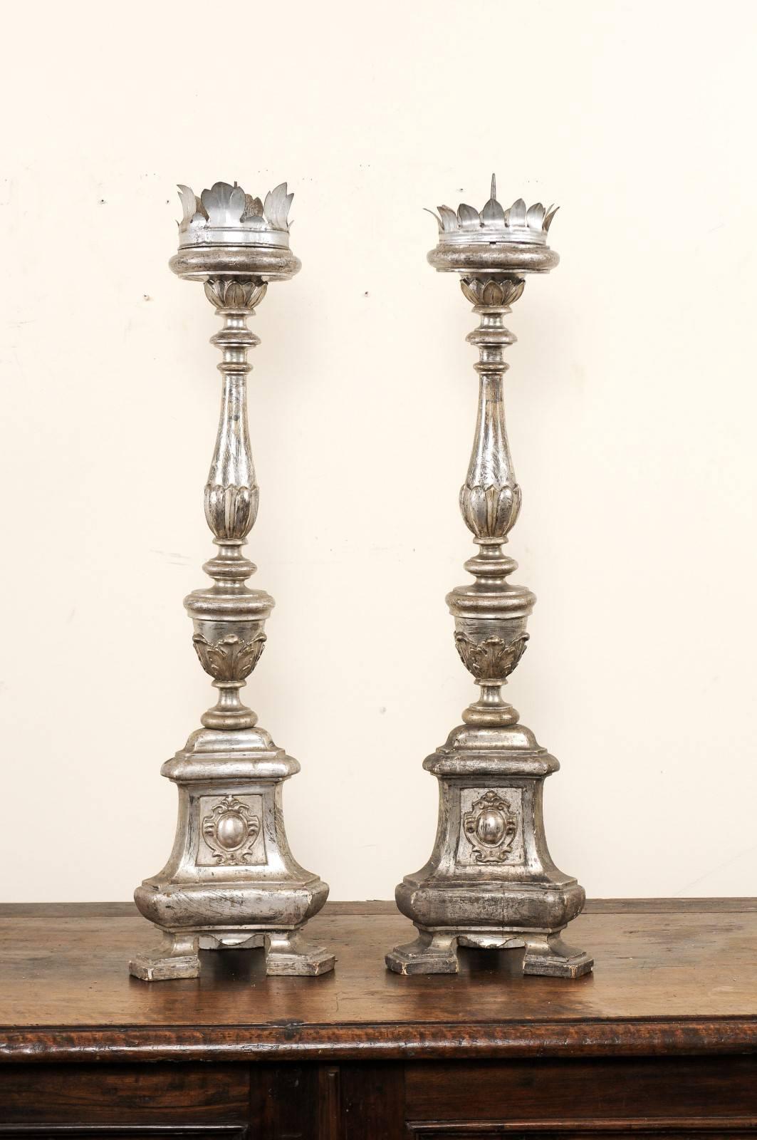 italian silver candlesticks