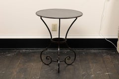 Pair of Petite Round Scrolling Steel Metal Bisto or Guéridon Tables