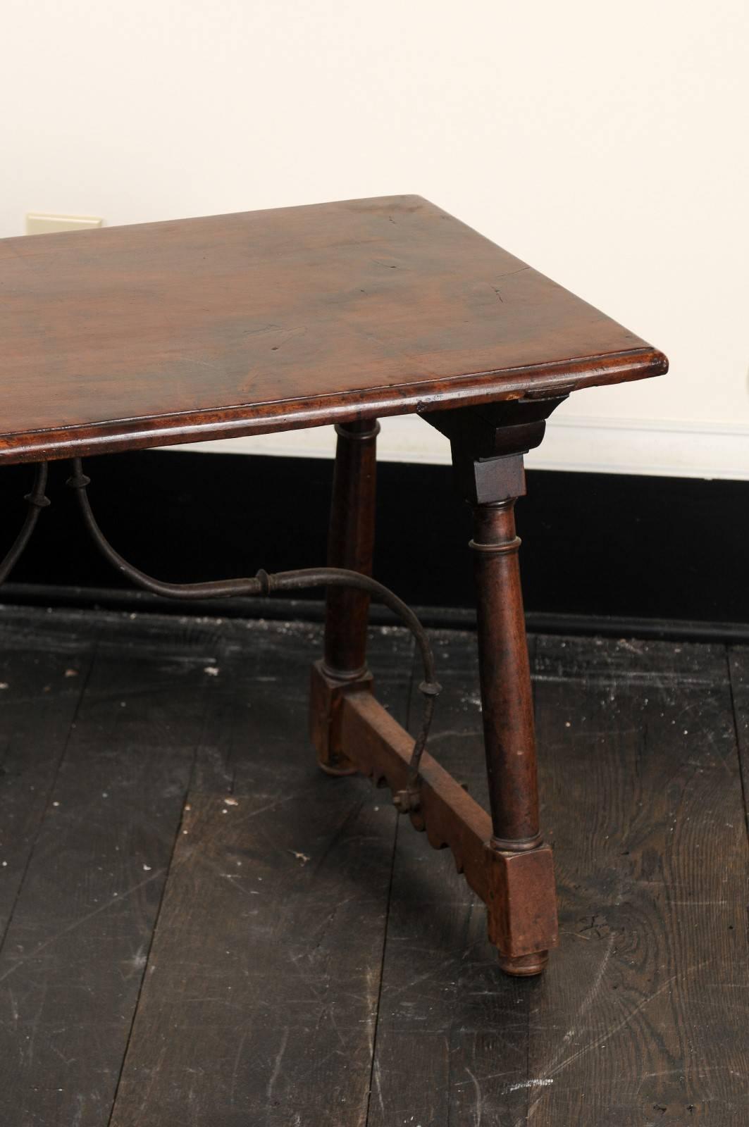 Iron Early 19th Century Italian Walnut Coffee Table with Nice Curved Center Stretcher