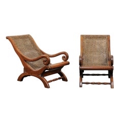 English 19th C. Children's Teak & Cane Chairs -Great Decor Accents or Display!