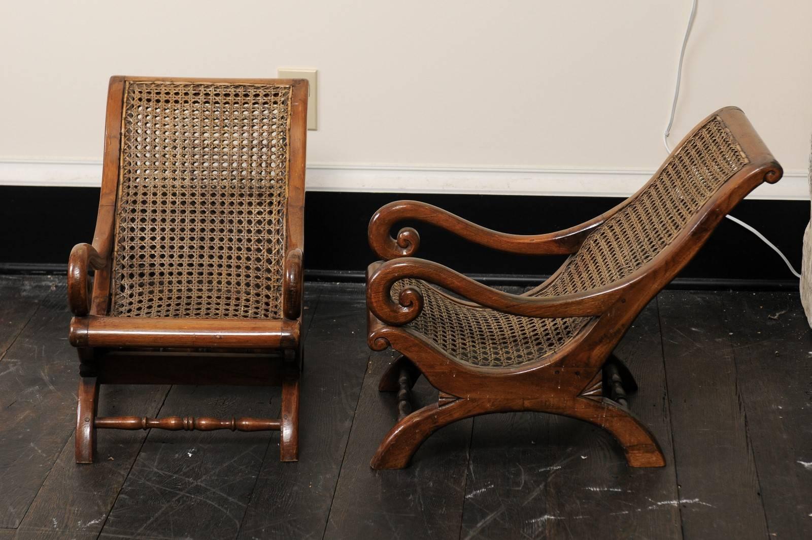 English 19th C. Children's Teak & Cane Chairs -Great Decor Accents or Display! For Sale 2