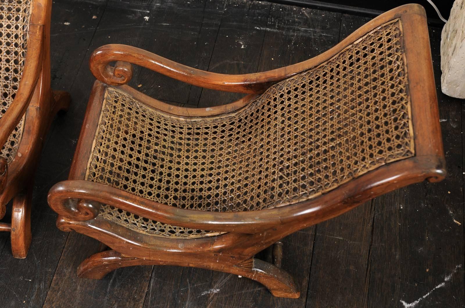 English 19th C. Children's Teak & Cane Chairs -Great Decor Accents or Display! For Sale 3
