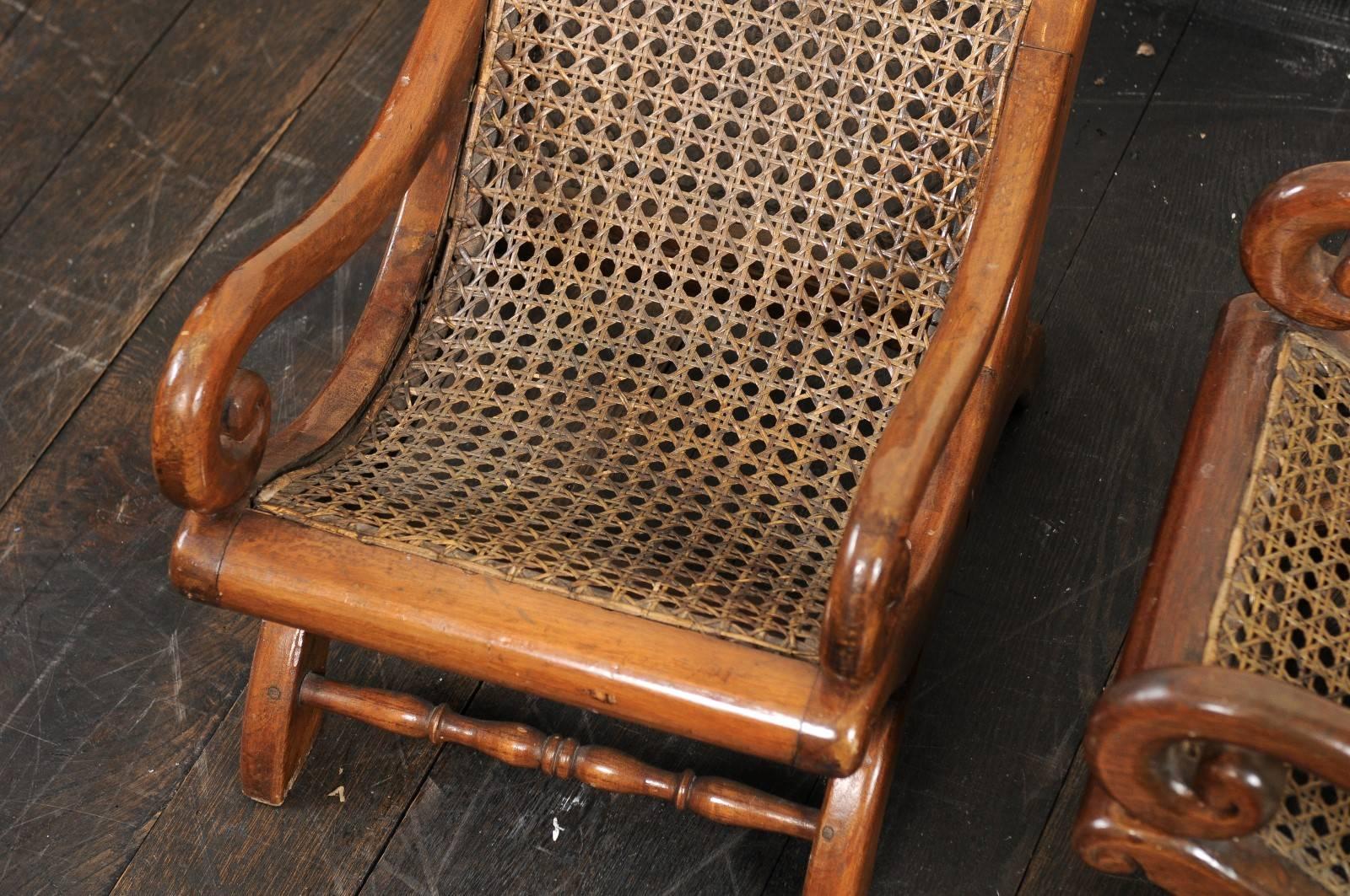 English 19th C. Children's Teak & Cane Chairs -Great Decor Accents or Display! For Sale 5
