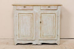 Armadio svedese in legno dipinto del periodo Karl Johan, inizio XIX secolo, colore blu pallido