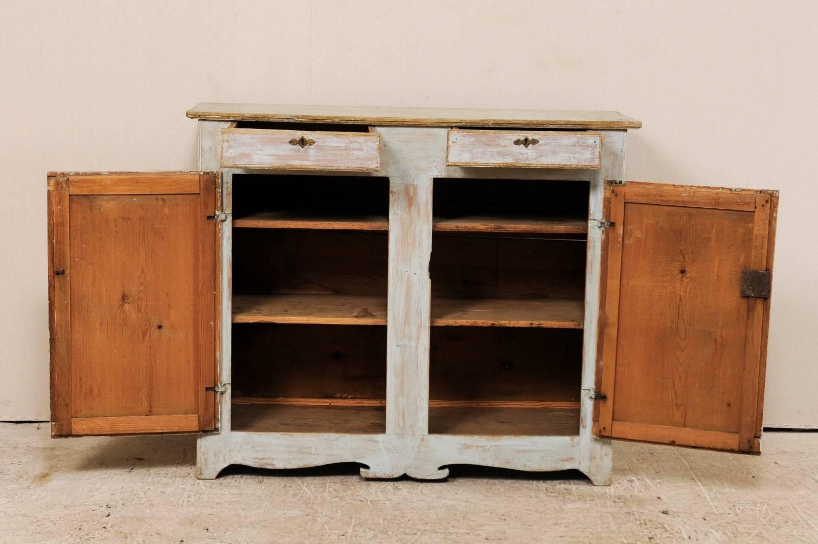 Swedish Early 19th Century Karl Johan Period Painted Wood Cabinet in Pale Blue 1