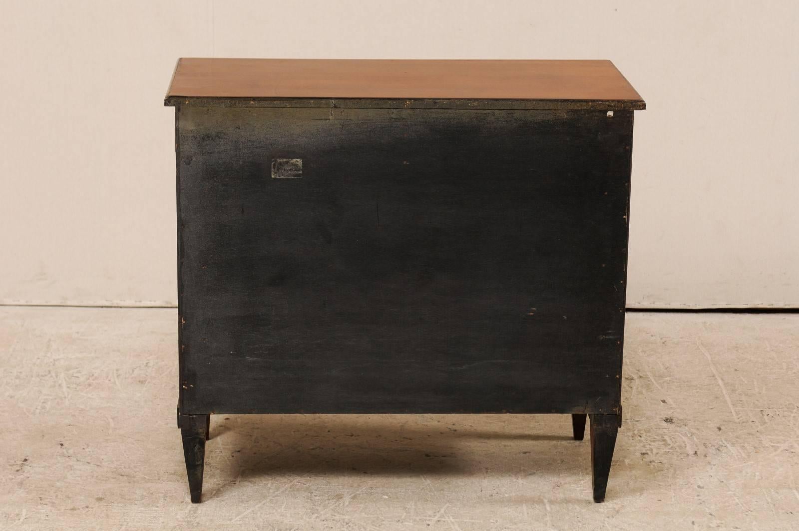 20th Century Vintage French Five-Drawer Wood Dresser with Fluting & Understated Metal Accents