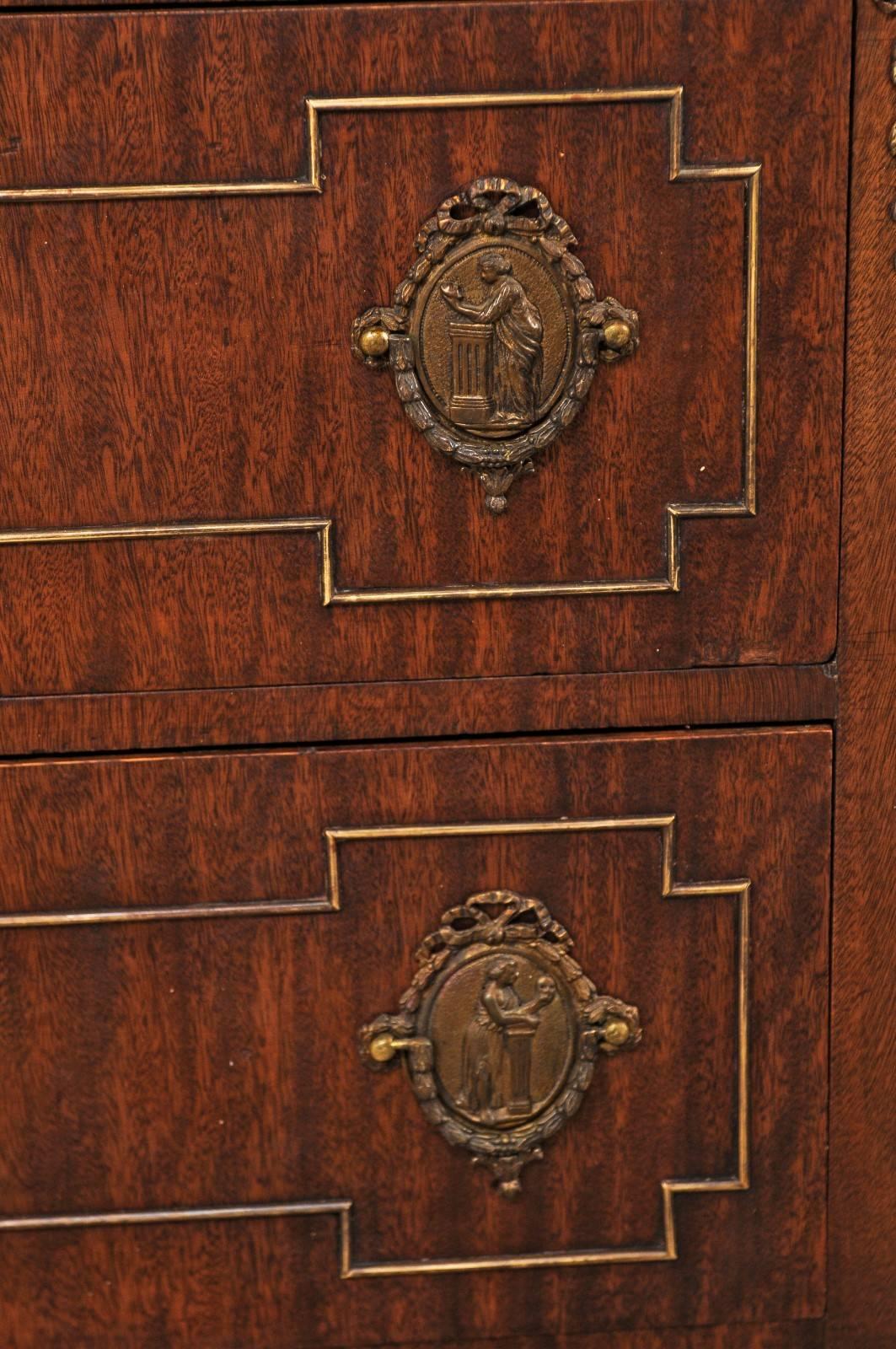 French Mahogany Two-Drawer Chest, Early 20th Century, Empire Style Hardware For Sale 2
