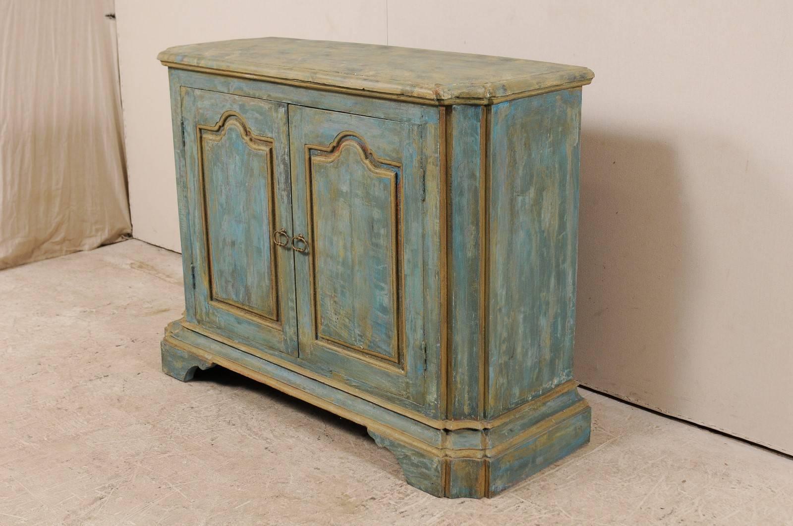 Custom Vintage Italian Style Two-Door Painted Wood American Buffet Console In Good Condition In Atlanta, GA