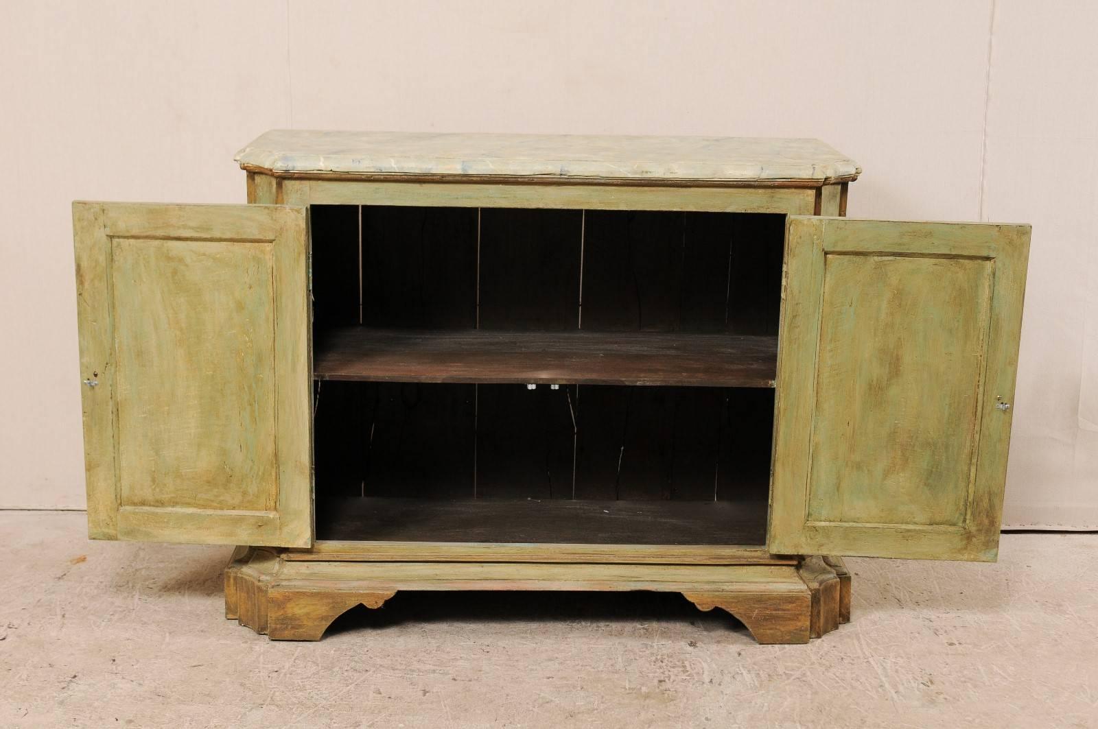 20th Century Vintage Italian Style Two-Door Painted Wood Buffet Console on Bracket Feet For Sale