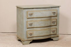 Pair of Painted Wood Three-Drawer Brazilian Chests in Soft Blue-Grey