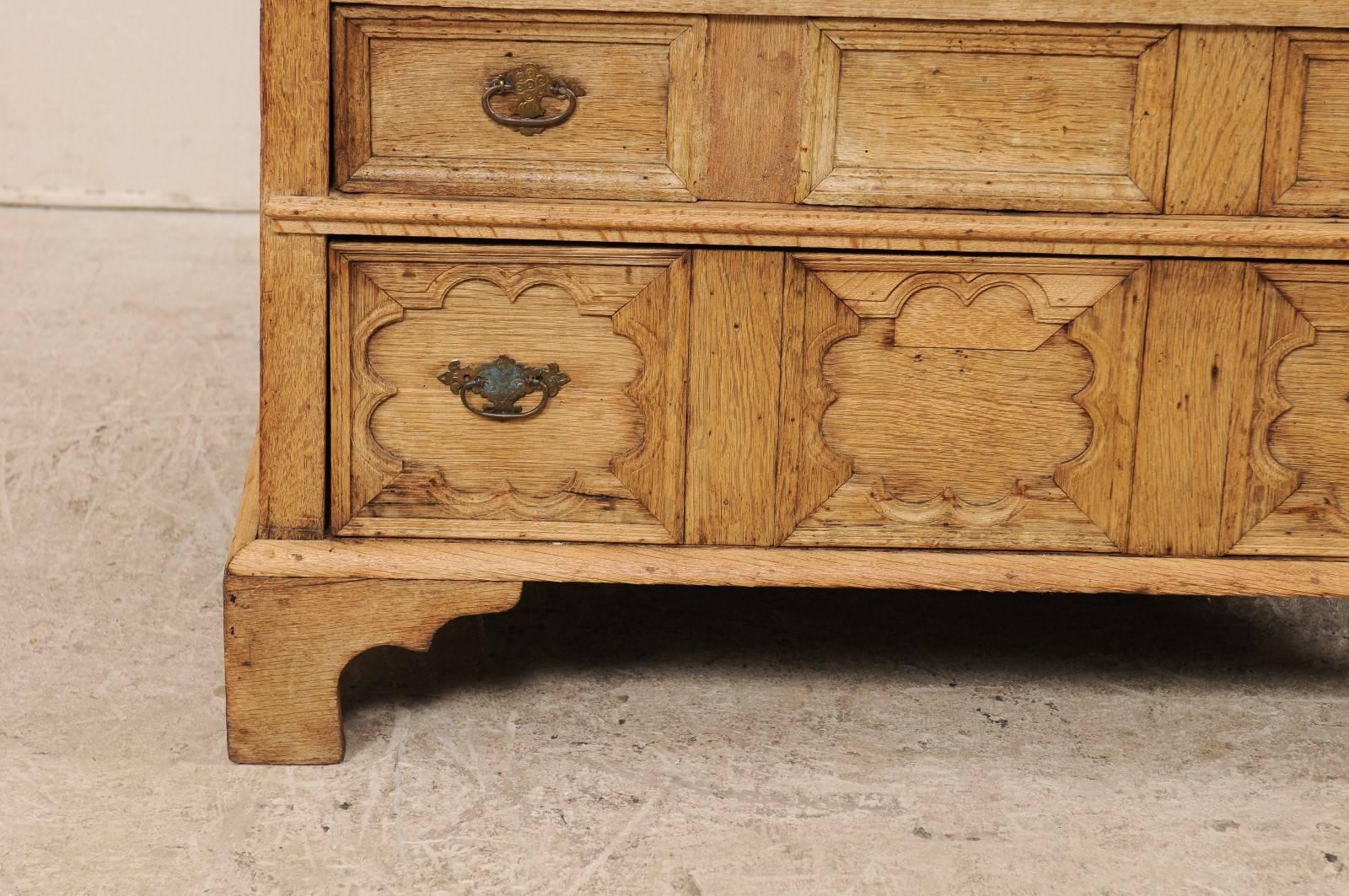 English 19th Century Jacobean Bleached Wood Chest with Carved Quatrefoil Pattern 5