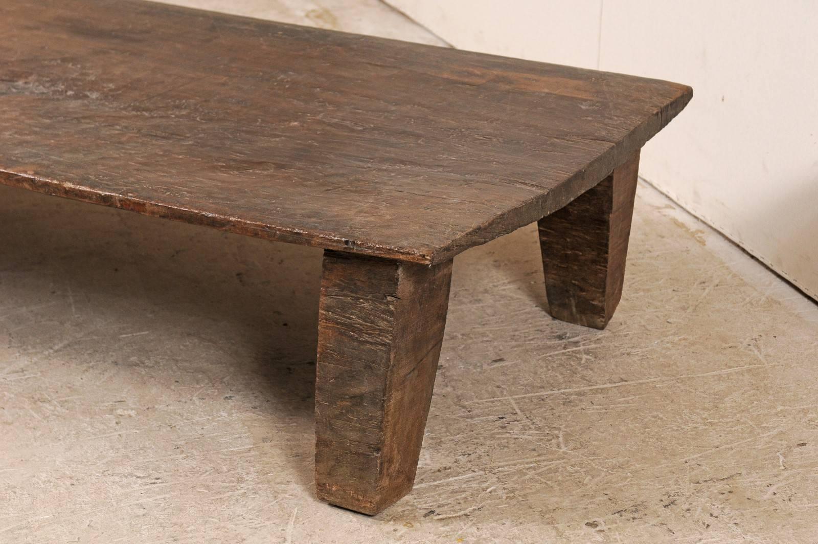 Carved Beautiful Rustic Primitive Naga Wood Coffee Table from the Tribes of North India