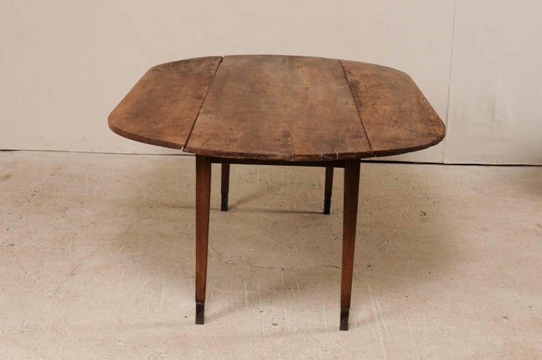 French Early 19th Century DropLeaf Dining Room Table with Elegant Oval