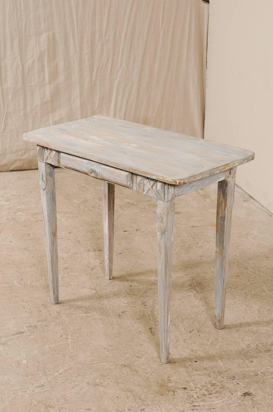 Swedish Period Gustavian, 19th Century Painted Wood Side Table with Drawer 1