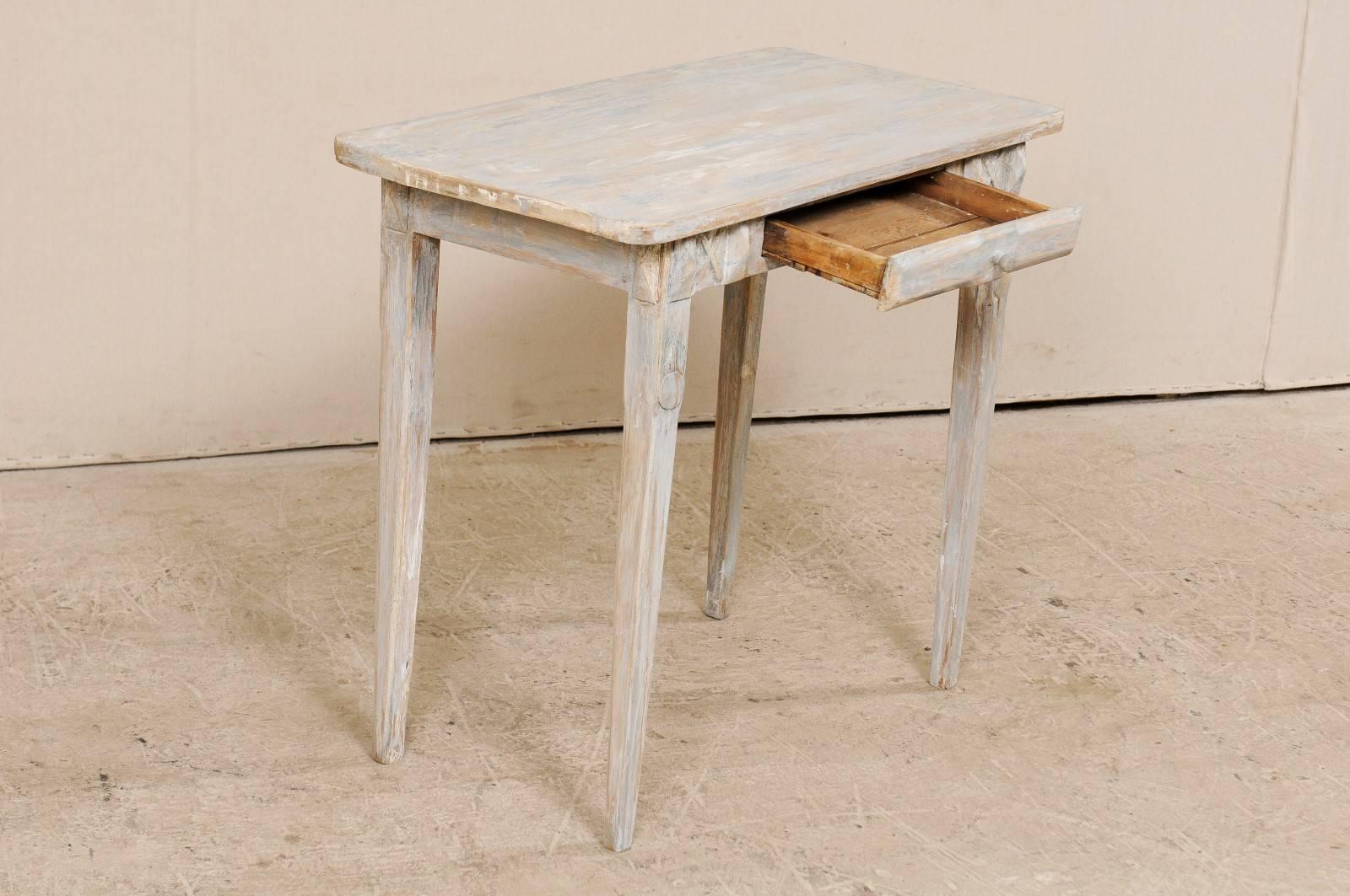 Swedish Period Gustavian, 19th Century Painted Wood Side Table with Drawer 3