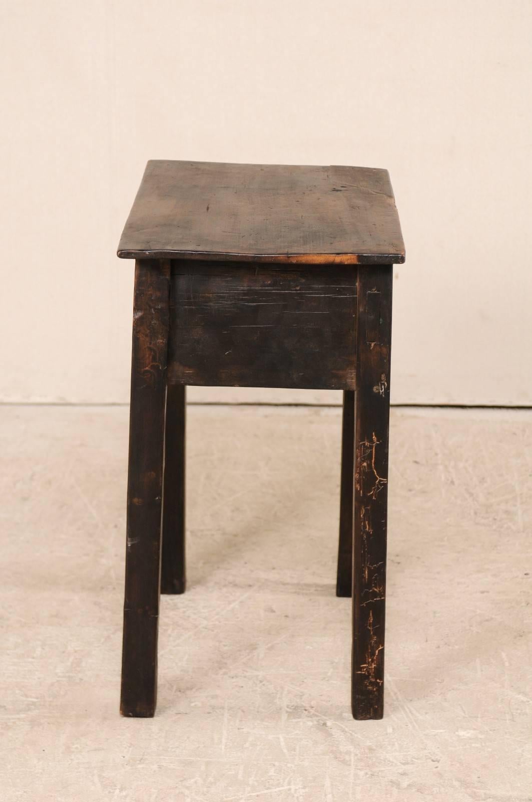 Rustic Unique Guatemalan Wood Side Table Carved w/ Primitive-Style Horse Motif