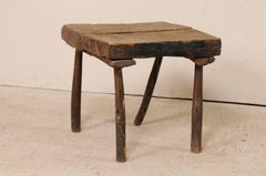 French, 19th Century Cute Rustic Oak Wood Side or Drink Table with Square Top