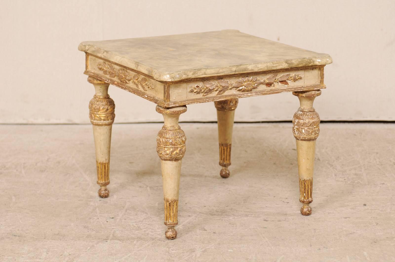 18th Century Italian Carved, Gilded and Painted Wood Side/End Table In Good Condition For Sale In Atlanta, GA