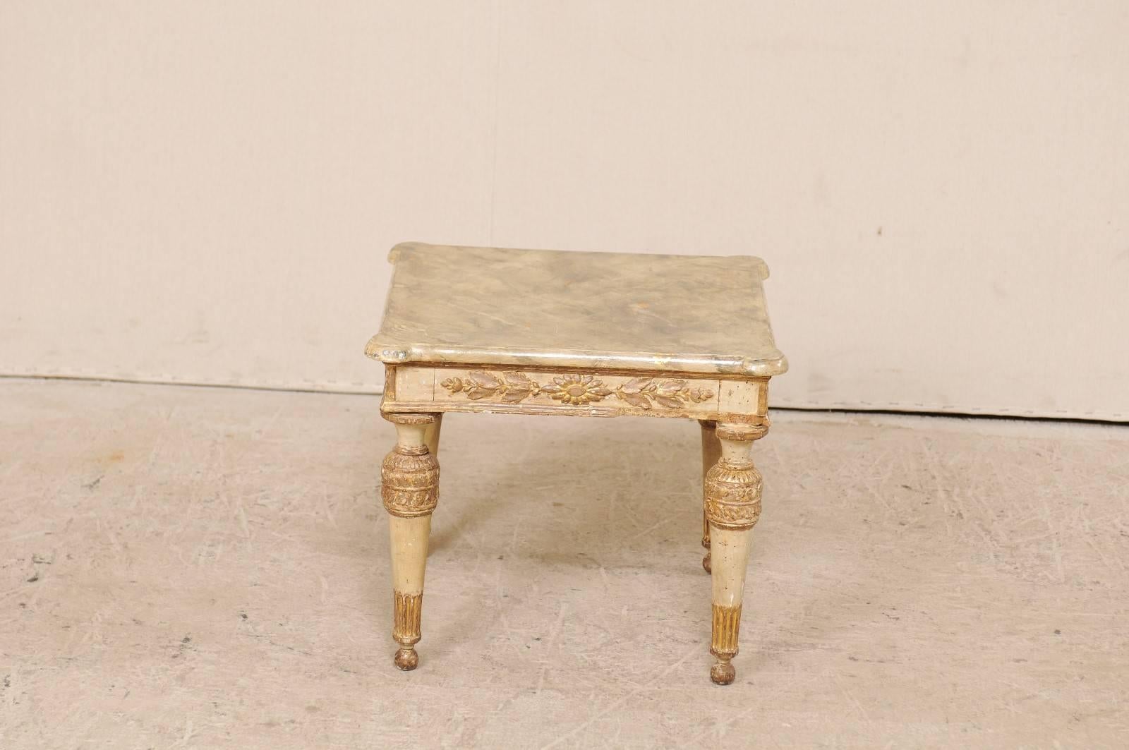 18th Century Italian Carved, Gilded and Painted Wood Side/End Table For Sale 3