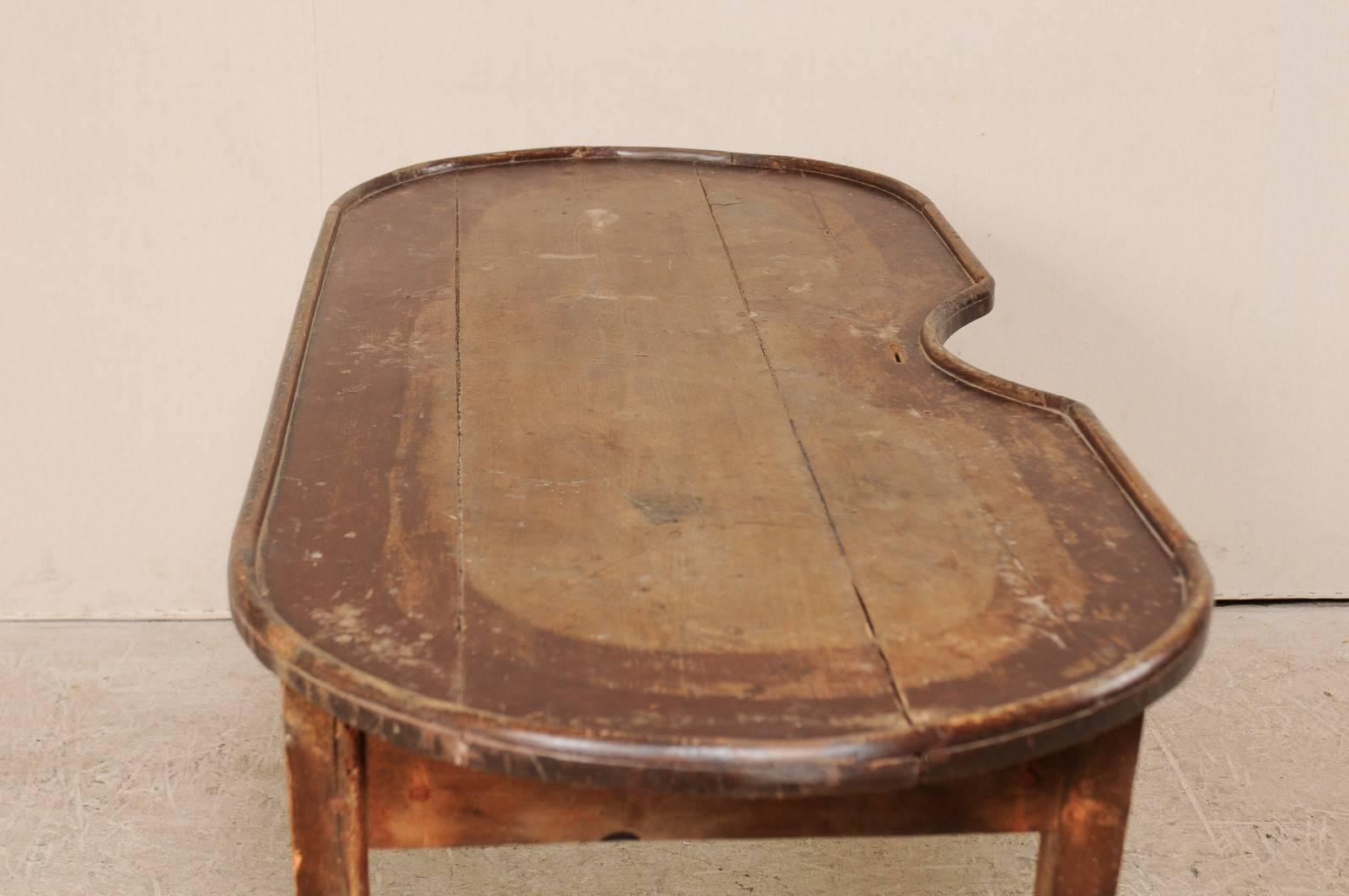 Spanish 19th Century Oval Wood Gaming Table with Drawer and Nice Patina 2