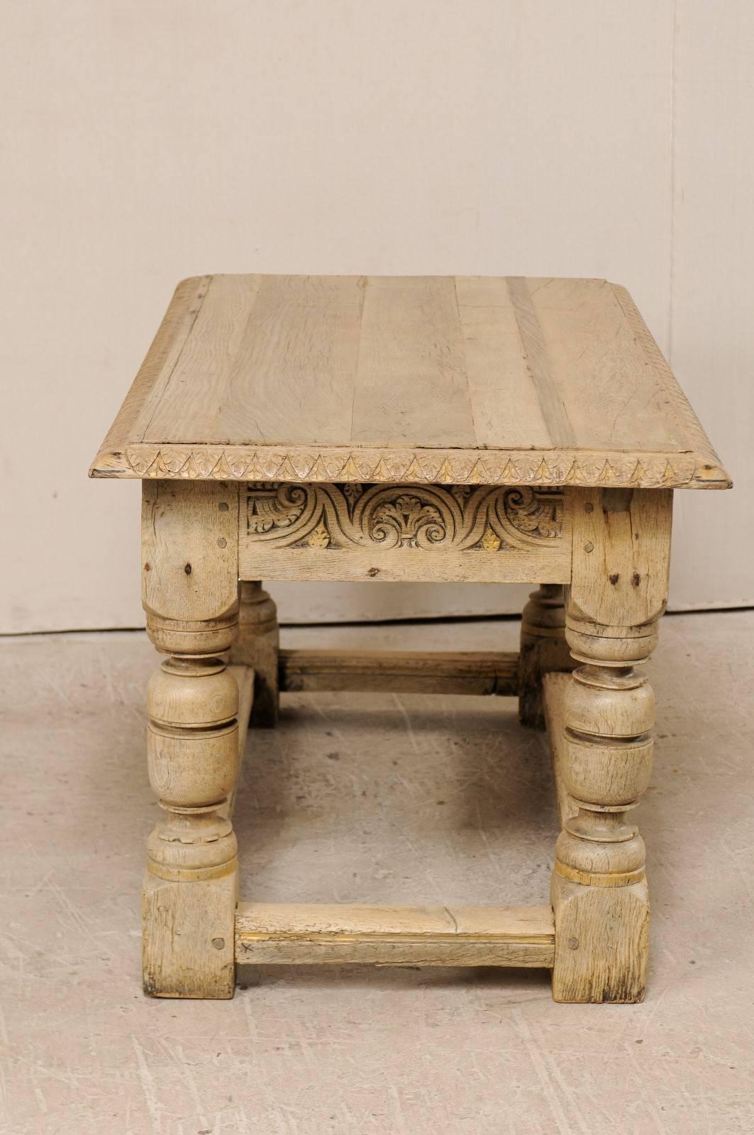 French 19th C. Table w/ Robust Baluster Legs & Nicely Carved and Adorn Apron 4