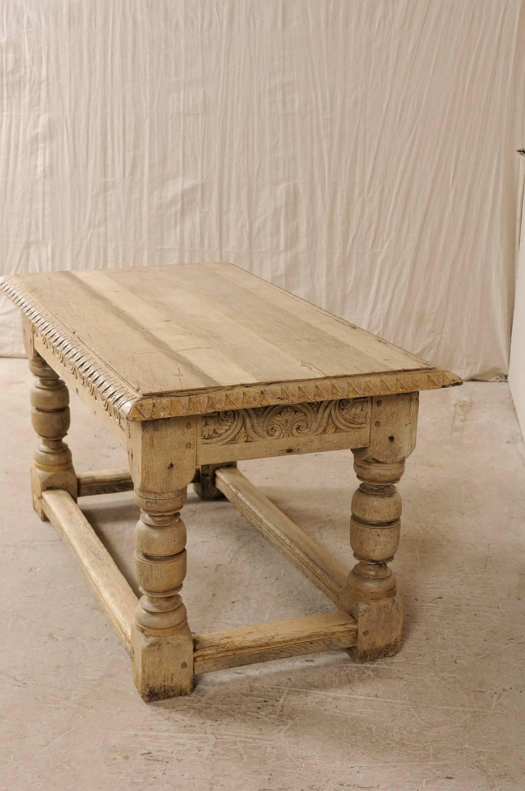 French 19th C. Table w/ Robust Baluster Legs & Nicely Carved and Adorn Apron 1