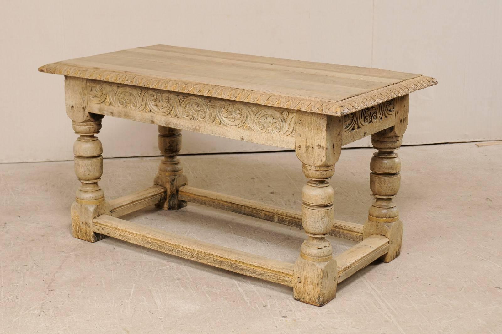 French 19th C. Table w/ Robust Baluster Legs & Nicely Carved and Adorn Apron 5