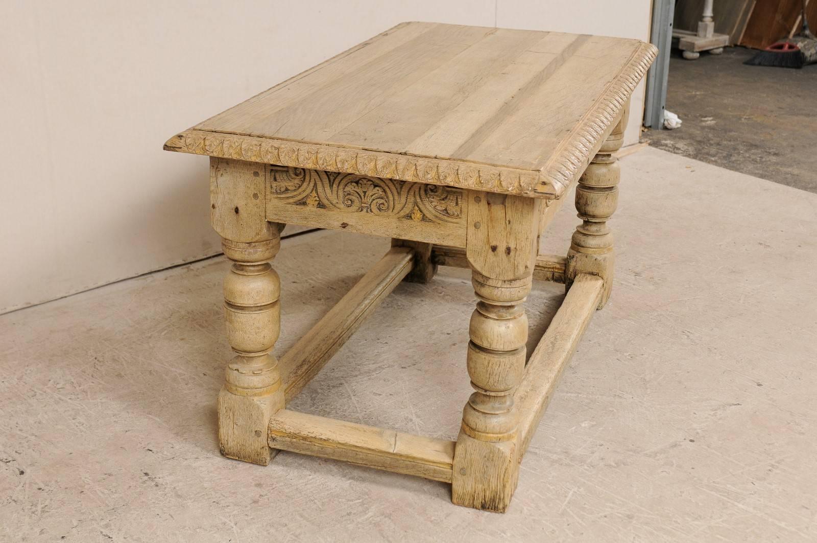 French 19th C. Table w/ Robust Baluster Legs & Nicely Carved and Adorn Apron In Good Condition In Atlanta, GA
