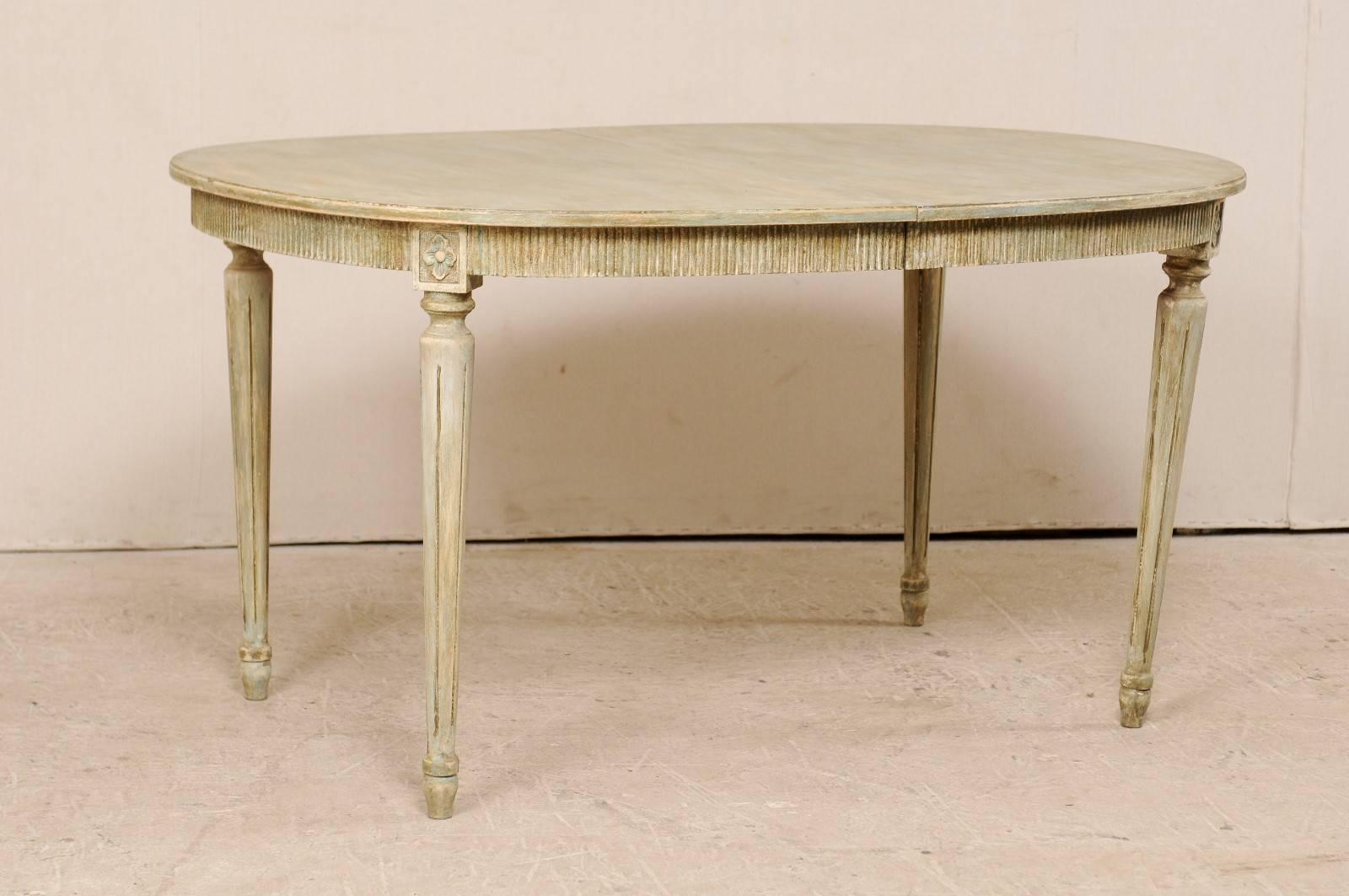 Swedish Gustavian Style Vintage Painted Wood Medium Size Oval Table 1