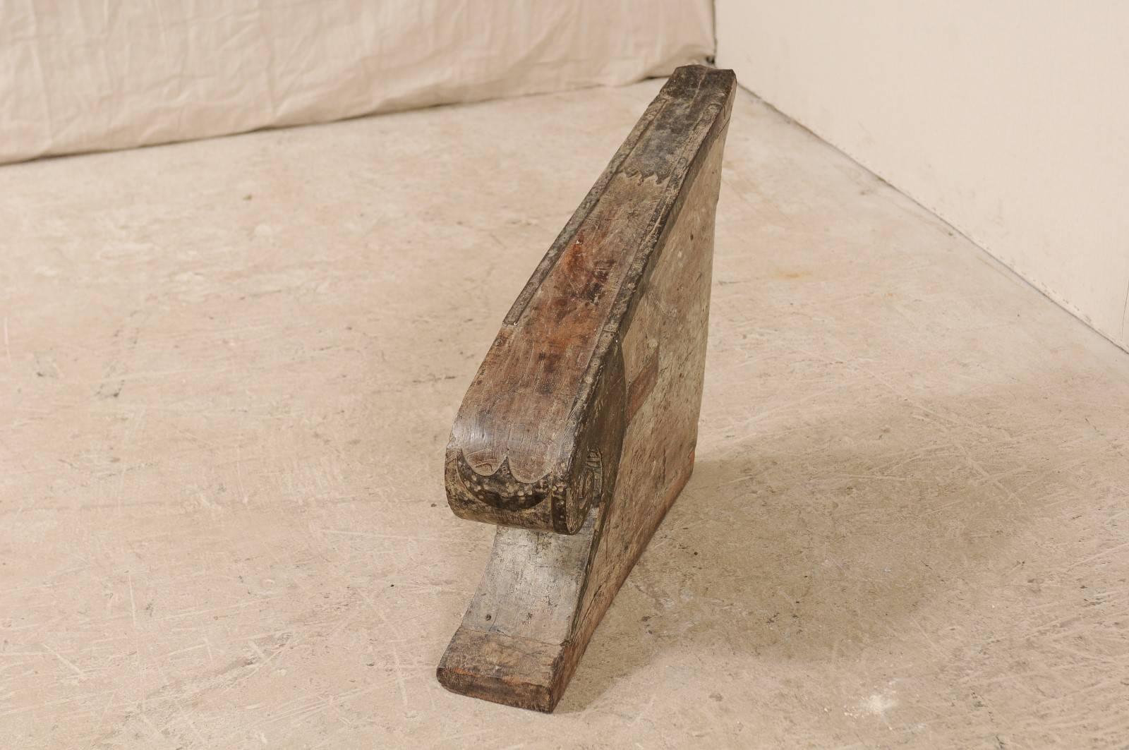 Metal Carved Wood Boat Prow from Kerala, South India with Natural, Elegant Wave Shape For Sale