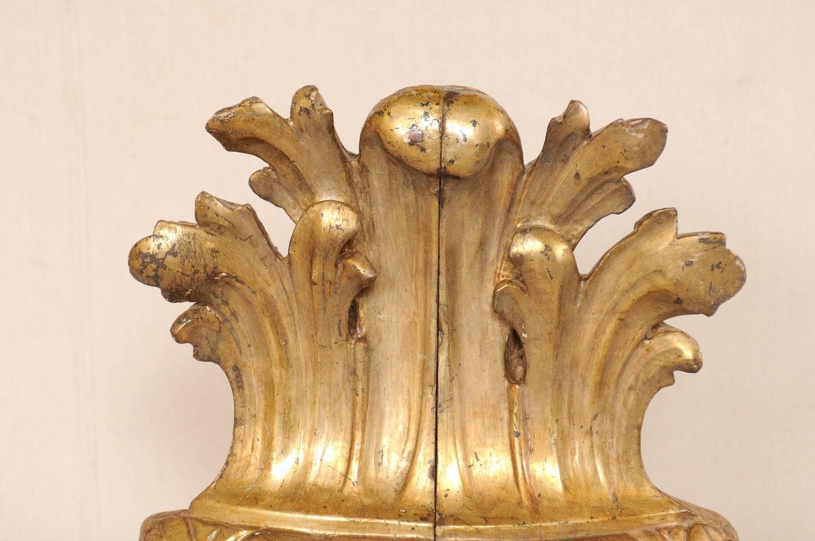 Early 19th Century Italian Carved Wood and Gilded Fragment on Custom Base In Good Condition In Atlanta, GA