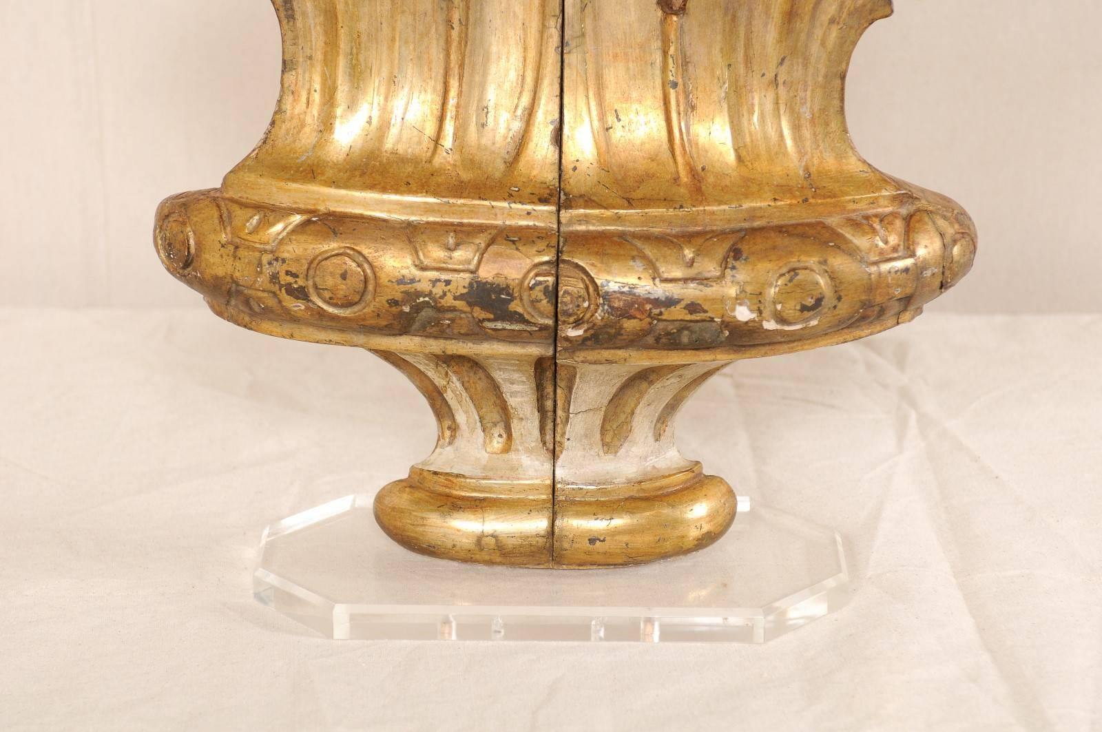 Early 19th Century Italian Carved Wood and Gilded Fragment on Custom Base 1