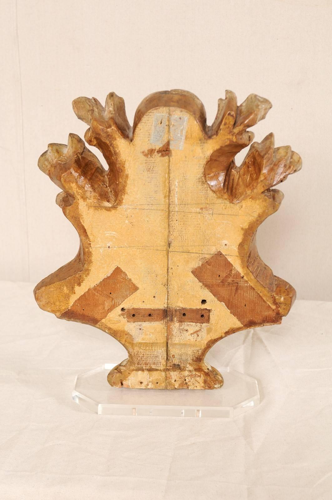 Early 19th Century Italian Carved Wood and Gilded Fragment on Custom Base 3