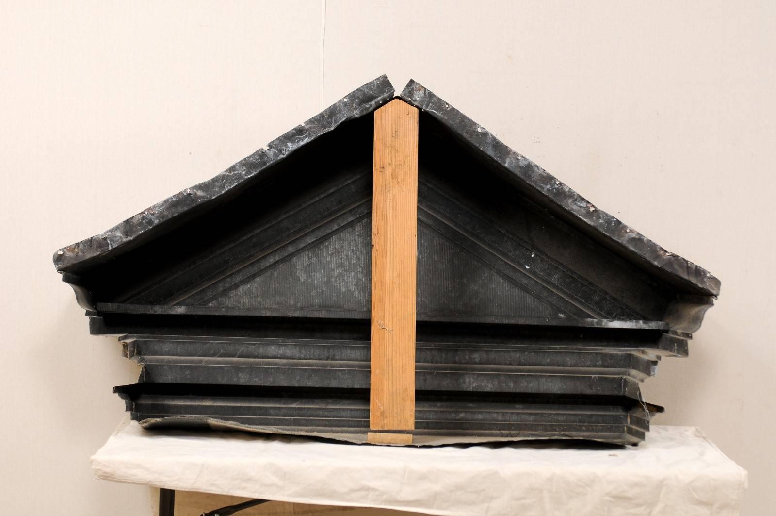 American Zinc Pediment from the Early 19th Century with Dentil Molding 4