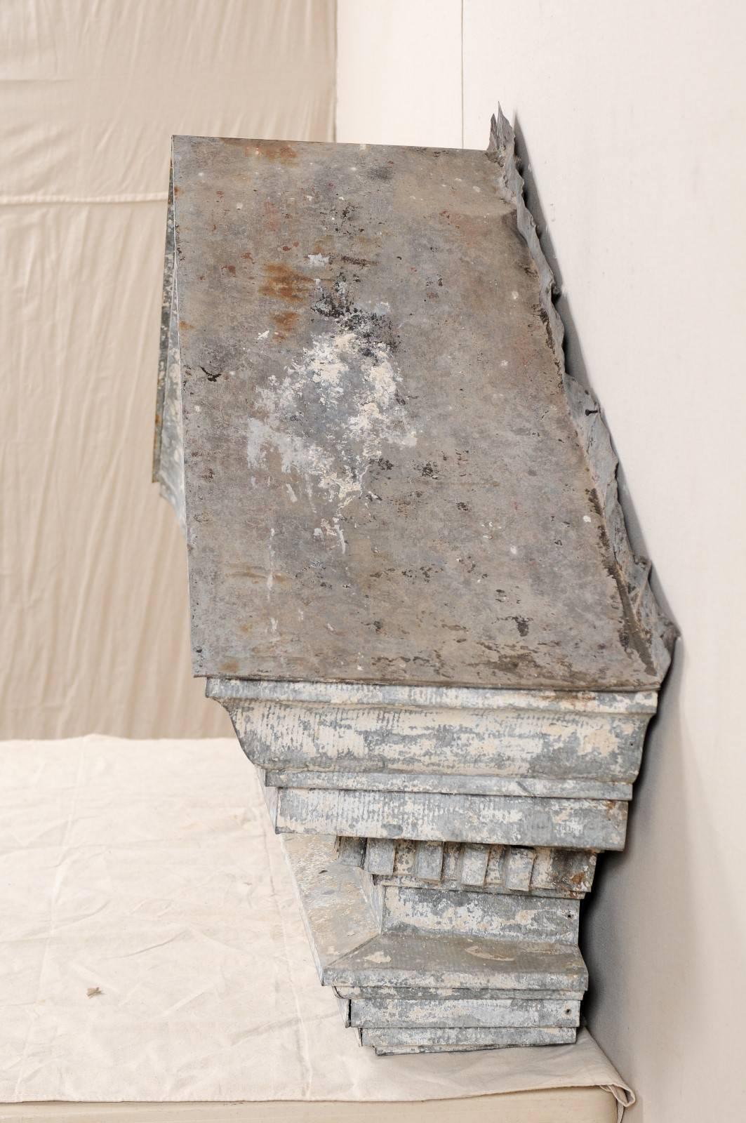 American Zinc Pediment from the Early 19th Century with Dentil Molding 3