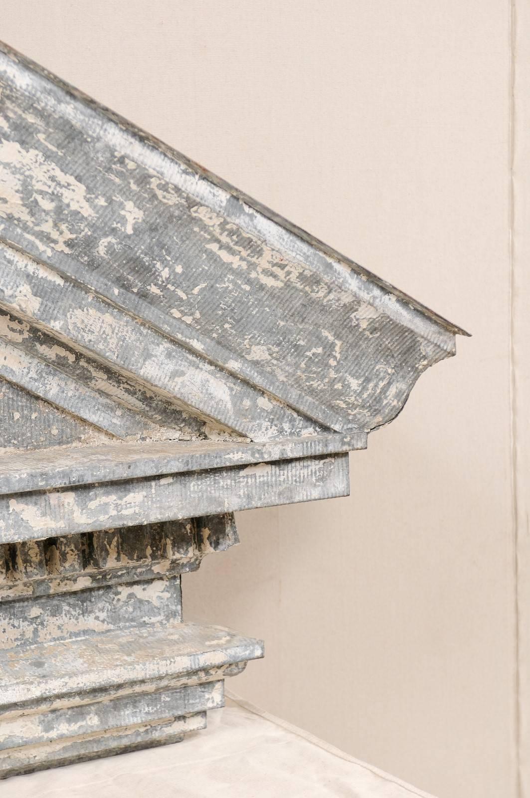 American Zinc Pediment from the Early 19th Century with Dentil Molding 1