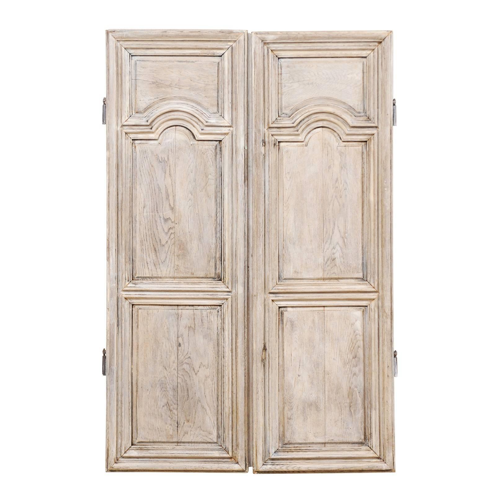 Pair of Lovely 19th Century French Doors with a Painted Pale Grey Wash