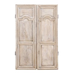Antique Pair of Lovely 19th Century French Doors with a Painted Pale Grey Wash